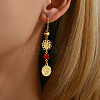 Tassel Coin Brass Hoop Earrings XE5575-1