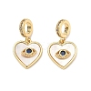 Brass Micro Pave Clear & Blue Cubic Zirconia European Dangle Charms KK-P345-35G-1