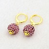 Dangling Round Ball Resin Rhinestone Earrings EJEW-J080-22G-1