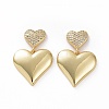 Clear Cubic Zirconia Heart Dangle Stud Earrings EJEW-F304-09G-1