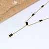 Stainless Steel & Black Rectangle Block Y-shaped Tassel Necklaces for Daily and Formal Wear UV0910-4