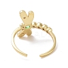 Green Cubic Zirconia Dragonfly Open Ring RJEW-P032-33G-3