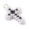 Beaded Cross Charms PALLOY-GD00002-02-3
