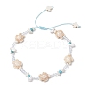 Turtle Cross Synthetic Turquoise & Magnesite & Glass Seed Braided Beaded Adjustable Anklets AJEW-AN00652-2