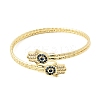 Brass Micro Pave Cubic Zirconia Cuff Bangles for Women BJEW-F526-08G-4