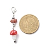 Mushroom Handmade Lampwork Pendant Decorations HJEW-JM00753-3
