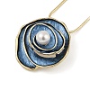 Alloy Enamel Snake Chain Rose Flower Pendant Necklaces NJEW-B113-03-2