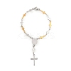 201 Stainless Steel Oval with Saint Benedict Charm Bracelets BJEW-B143-01GP-4