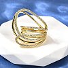 Brass Micro Pave Cubic Zirconia Cuff Rings for Women RJEW-F176-01G-1