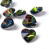 Faceted Heart Electroplated Glass Pendants X-EGLA-R082-04-2