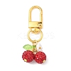 Polymer Clay Rhinestone Cherry Pendant Decorations HJEW-JM03269-01-2