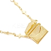 Brass Bag Locket Pendant Cross Link Chain Necklaces for Women NJEW-JN05838-6