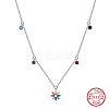 925 Sterling Silver Micro Pave Cubic Zirconia Pendant Necklaces NJEW-K272-02P-1
