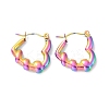 Ion Plating(IP) Rainbow Color 304 Stainless Steel Heart Hoop Earrings for Women EJEW-G293-20M-1