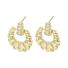 Double Horn Rack Plating Brass Micro Pave Cubic Zirconia Dangle Stud Earrings EJEW-F331-23G-1