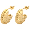 Flower Shape Iron Plating(IP) 304 Stainless Steel Stud Earrings EJEW-K259-01G-1