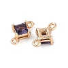 Brass Pave Glass Rhombus Links Connector Charms GLAA-Q088-001G-2