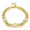 304 Stainless Steel & Natural Howlite Polygon Link Bracelets for Women BJEW-G717-16G-01-1