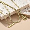 Brass Round Snake Chain Necklaces with OT Clasps for Men Women NJEW-G160-06G-1