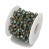 Handmade 304 Stainless Steel Glass Beads Cube Link Chains CHS-B011-04G-01-2
