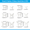 12Pcs 6 Style Stainless Steel Butterfly Wall  Decoration Pendants STAS-UN0036-52P-6