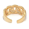 Curb Chain Shape Brass Micro Pave Clear Cubic Zirconia Open Cuff Ring for Women RJEW-Q819-05G-3