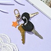 Star with Smiling Face Alloy Enamel Pendant Decorations HJEW-YW00010-01-7
