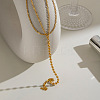 304 Stainless Steel 2-Strand Hand Chain Ring Bracelets with Round Ball for Women HZ7665-3