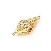 Brass Micro Pave Clear Cubic Zirconia Conch Shaped Connector Charms KK-A266-27G-2