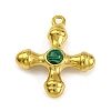 Synthetic Malachite & 304 Stainless Steel Cross Pendants STAS-H221-01G-04-1