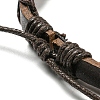 6Pcs 6 Style Adjustable Braided Imitation Leather Cord Bracelet Set with Waxed Cord for Men BJEW-F458-15-5