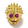 Skull Shape Rack Plating Brass with Cubic Zirconia Beads KK-S406-16G-1