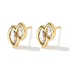 Double Horse Eye Brass Micro Pave Clear Cubic Zirconin Stud Earrings EJEW-D318-06G-5