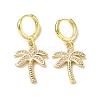 Clear Cubic Zirconia Coconut Palm Dangle Hoop Earrings EJEW-B017-04G-1