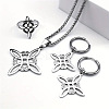 Witches Knot 304 Stainless Steel Pendant Necklaces & Hoop Earrings & Rings Sets FS-WGFB126-01-1