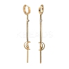 304 Stainless Steel Crystal Rhinestone Moon with Star Tassel Hoop Earrings EJEW-G453-03G-4