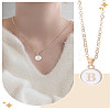 1Pc Zinc Alloy White Enamel Round with Letter Pendant Necklaces NJEW-LP0002-88G-B-1