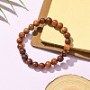 Unisex Natural Wood Beaded Stretch Bracelets BJEW-JB05463-01-3