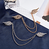 Fingerinspire 4Pcs 2 Colors Double Wing with Hanging Chain Alloy Suit Collar Brooch JEWB-FG0001-02-4