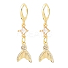 Fishtail Brass Micro Pave Cubic Zirconia Hoop Earrings EJEW-B154-05G-4