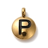 304 Stainless Steel Black Enamel Charms STAS-R009-01G-P-1