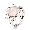 Natural Rose Quartz Adjustable Rings RJEW-P043-01P-22-4