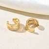 Two-layer C-Shaped Brass Micro Pave Clear Cubic Zirconia Cuff Earrings EJEW-L316-01G-04-3