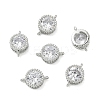 SHEGRACE Brass Pave Clear Cubic Zirconia Flat Round Connector Charms XGRQ3D332-501P-2