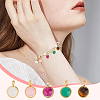 5Pcs 5 Colors Copper Wire Wrapped Natural Mashan Jade & Malaysia Jade & Tiger Eye & Green Aventurine & Quartz Crystal Round Charms PALLOY-HY00112-5
