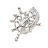 Zinc Alloy Rhinestone Cuff Rings for Women RJEW-Z048-07P-01-1