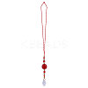 Brass & Glass & Natural Malaysia Jade Pendant Decoration HJEW-CA00065-1