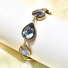 Natural Abalone Shell/Paua Shell Teardrop Link Chain Bracelets for Women BJEW-F512-01G-2
