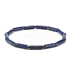 Natural Gemstone Column & Synthetic Hematite Stretch Bracelet BJEW-JB08458-3