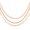 3Pcs 3 Styles Brass Chain Stackable Nacklaces Set NJEW-BBC0001-30-1